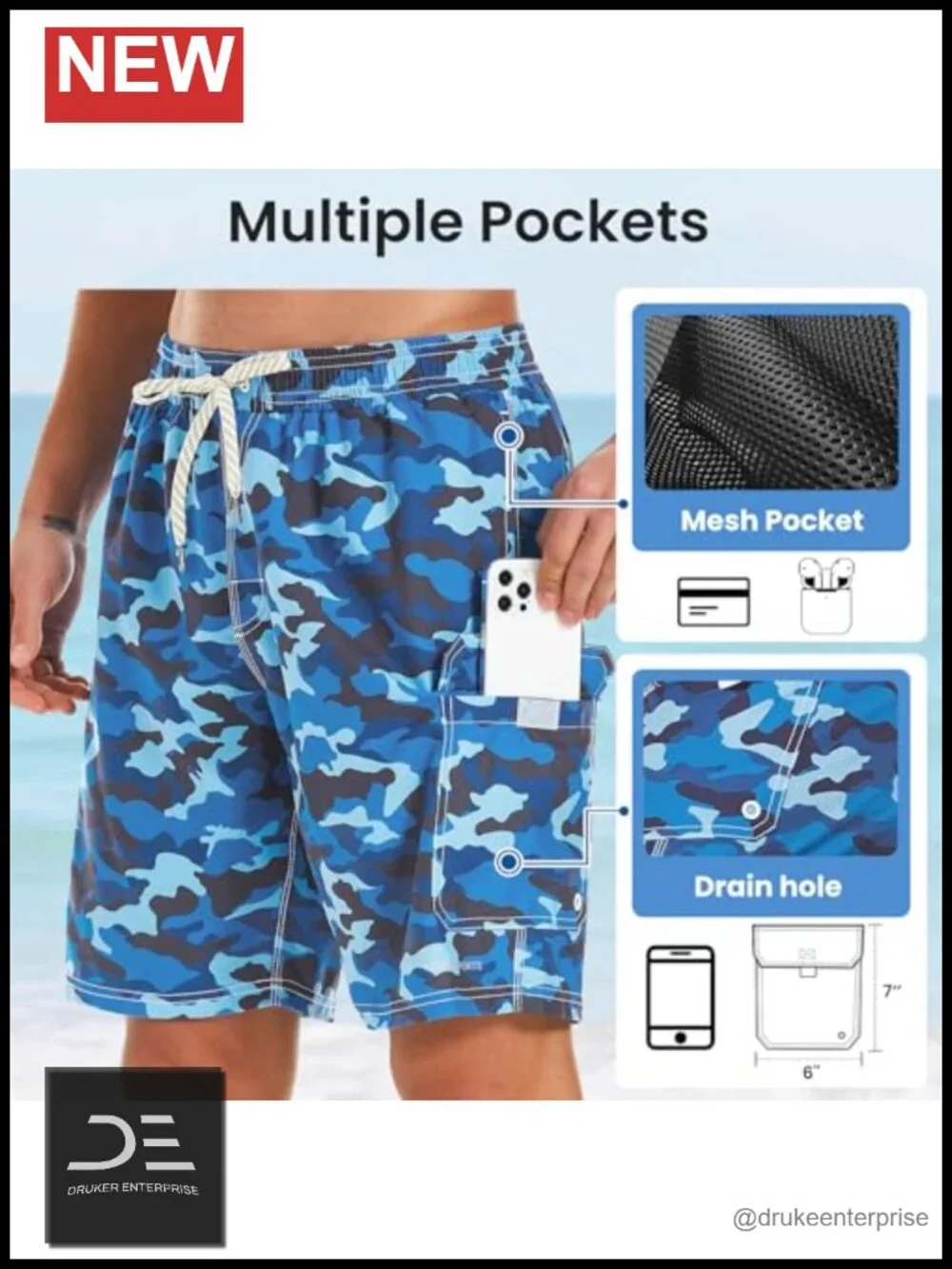 Men's Swim Trunks with Compression Liner 9